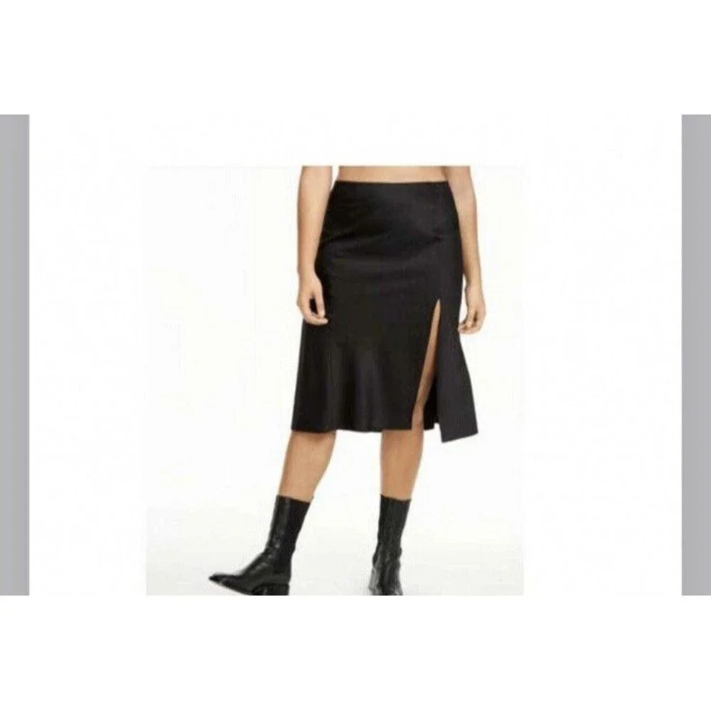 Danielle Bernstein Women's A-Line Silhouette Midi Skirt Size 1X Zip-Up Black